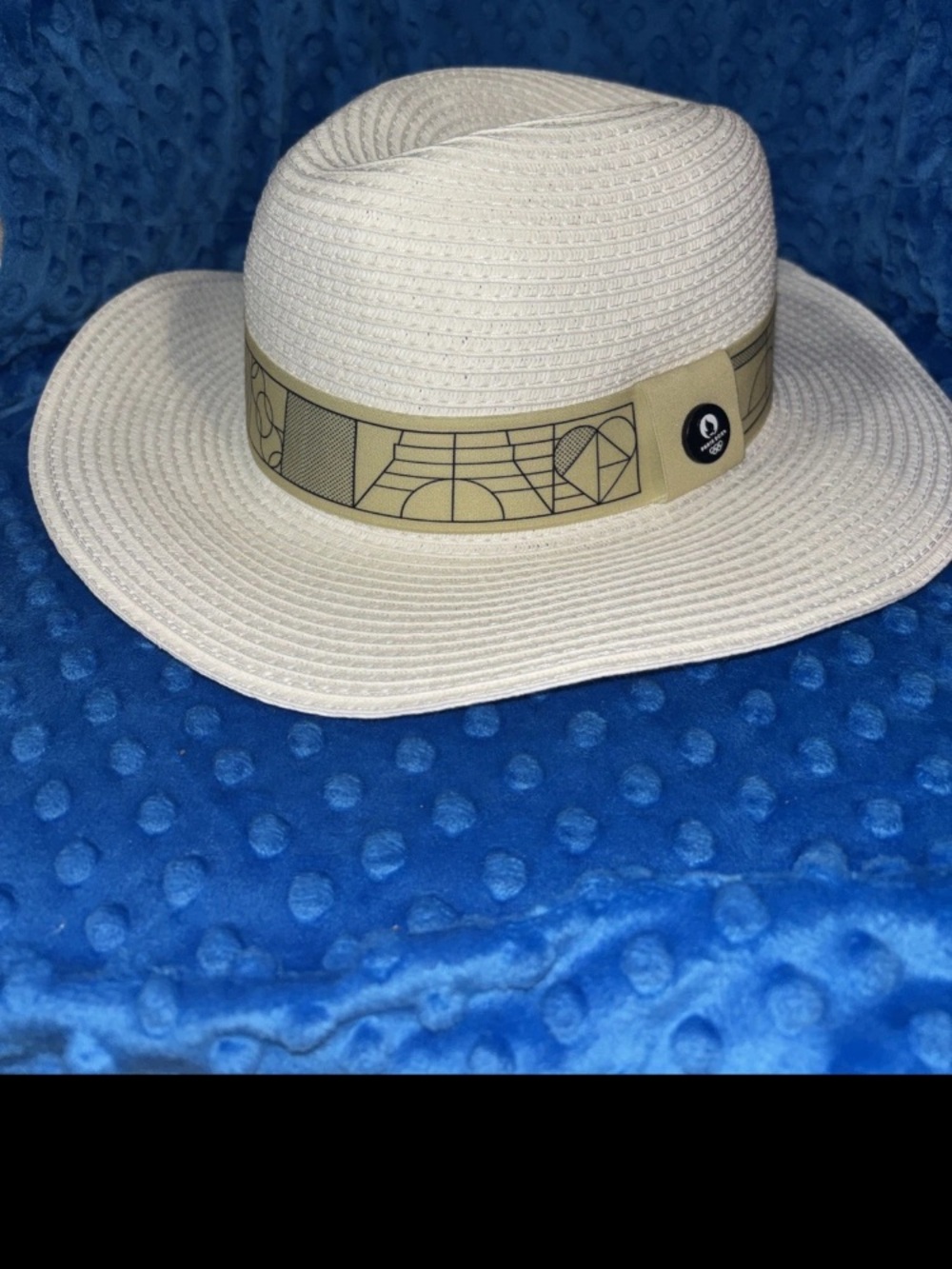 Official Olympic Paris 2024 Hospitality Panama Hat White Flame Button Adult